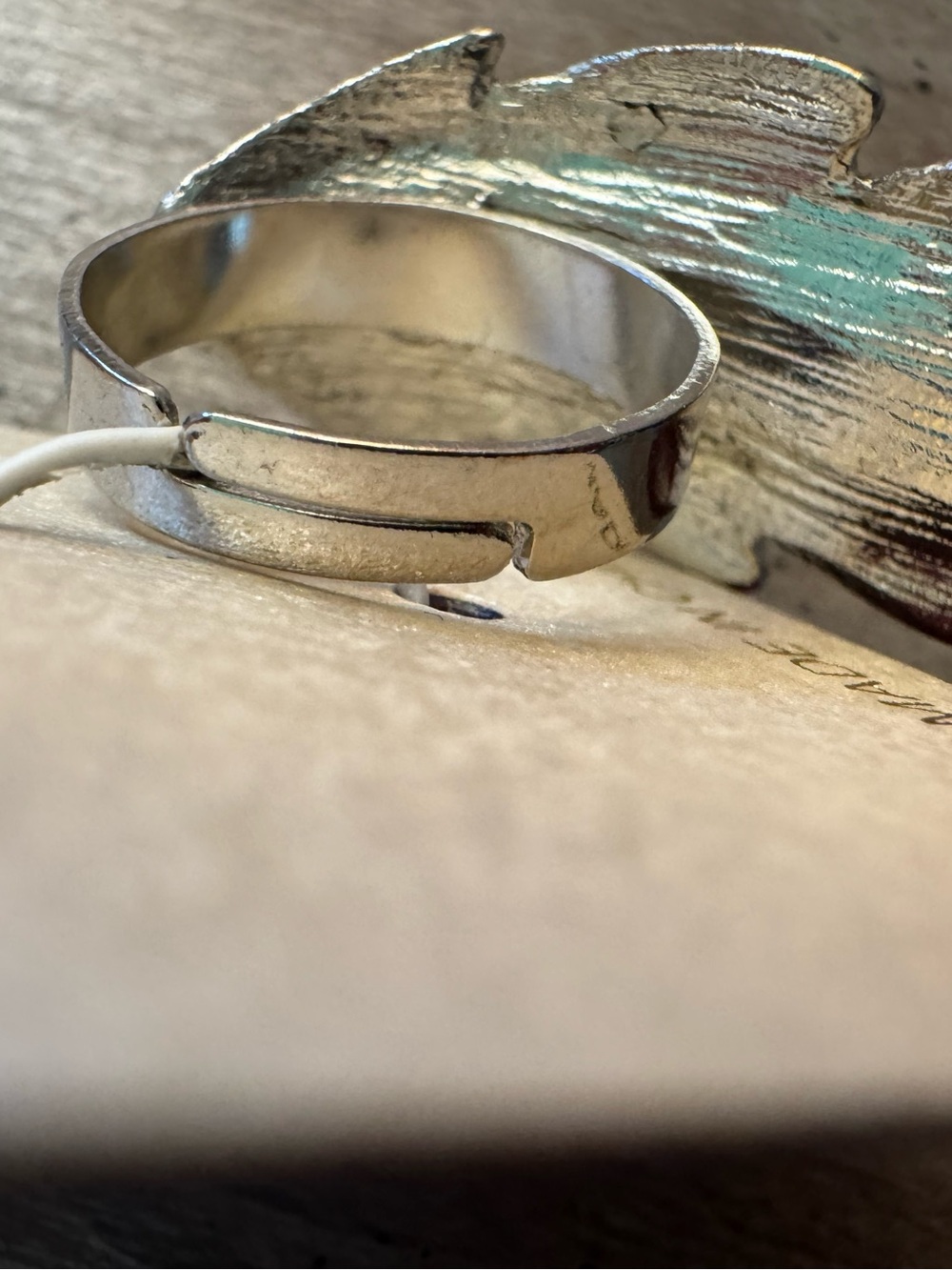 Silver Rhinestone Feather Adjustable Ring - Picture 5 of 5